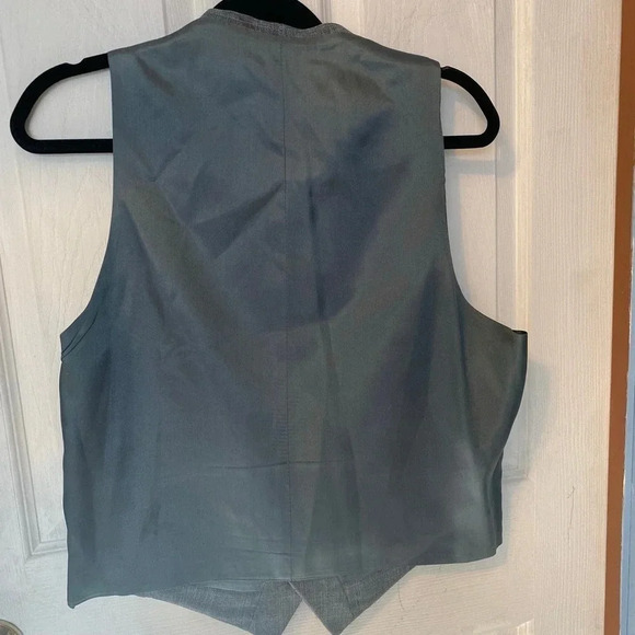 Men 5 Buttons Suit Vest Tuxedo Size 38R Pockets Plaid Gray - Picture 3 of 4